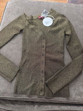 Craft Metallic gold black Button-Front Cardigan